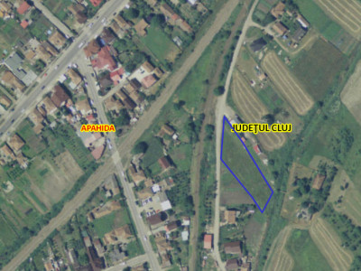 Teren construibil 2100 mp front 44 ml cu utilități Apahida