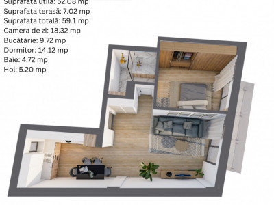 Apartament 2 camere  central Cluj-Napoca 