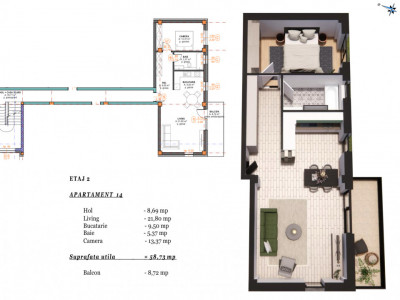 Apartament 2 camere 59 mp bloc nou Cluj Napoca 