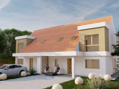 Casa cuplata cu toate utilitățile 425 mp teren asfalt în Chinteni
